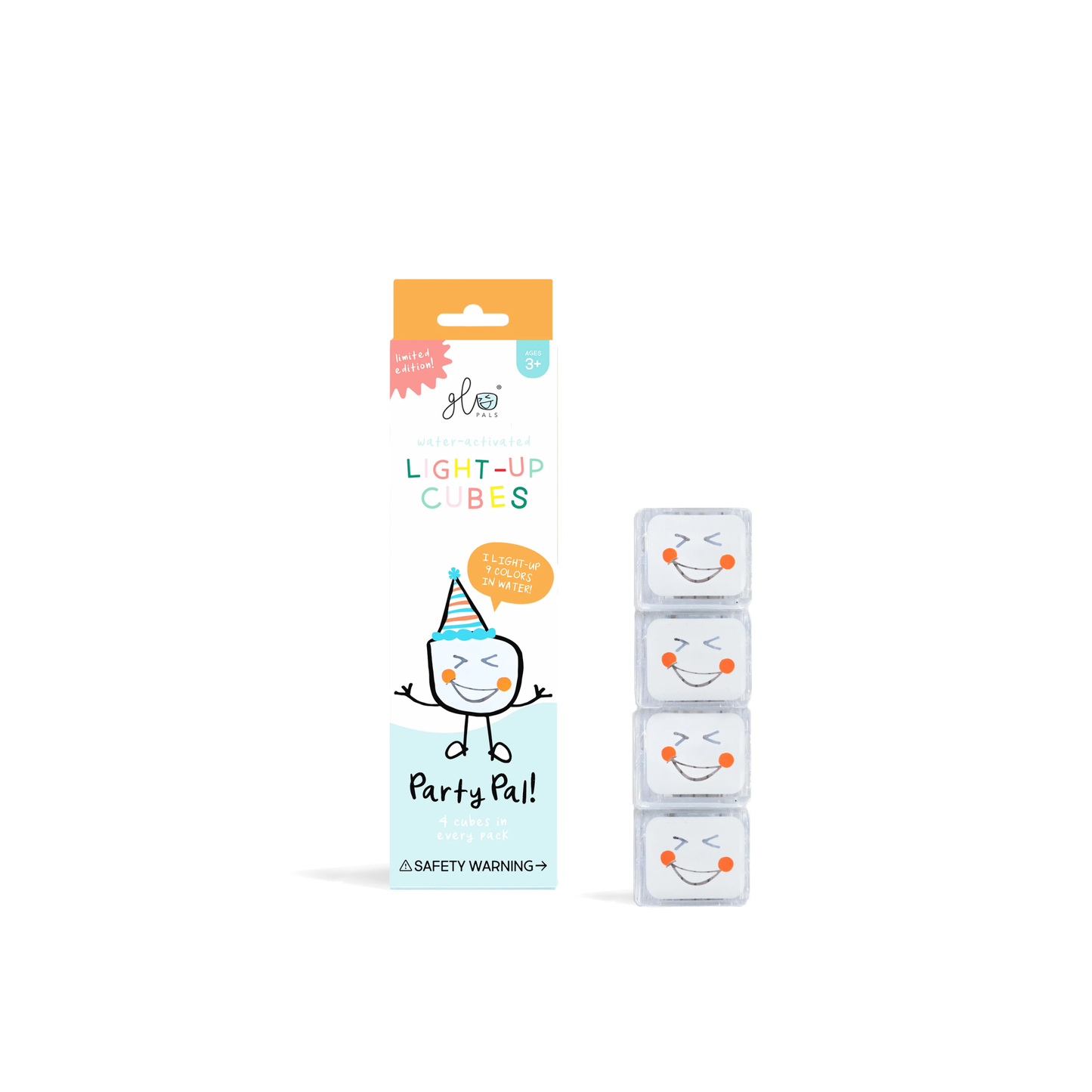 Glo Pals - Pack de 4 Cubes Lumineux Activés à l'Eau, Party pal