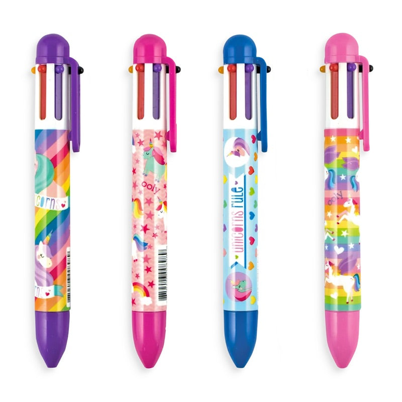 Stylo 6 couleurs licornes – Paillettes et Jujube